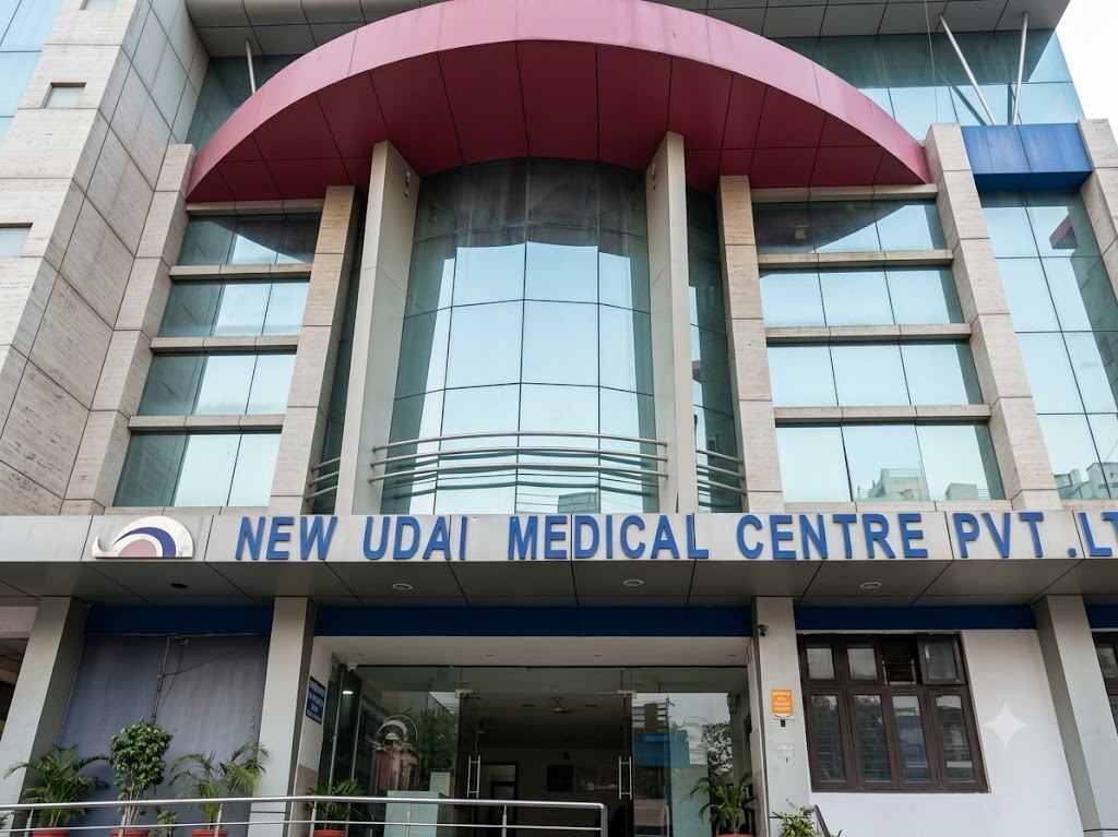 The main entrance of New Uday Medical Centre on Gandhi Gali, Golghar, Gorakhpur